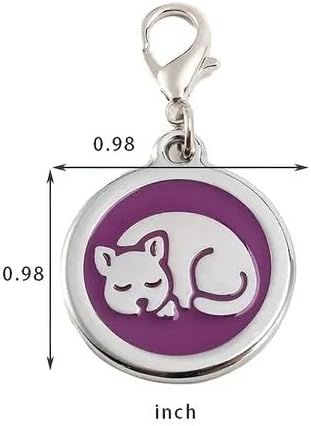 Personalized Pet ID Tags with Lobster Claw Clasp for Kittens and Cats - Small pet Tags for Cats, cat Name Tags for Collar, Custom cat id tag (Sleeping-Round-Small: Orange)