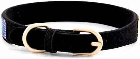 Serijoars Small Dog Collar with Rhinestone Crystal Diamond Colorful Bling Girl Puppy Cat Collars (S, Black2)