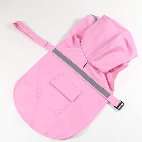 Mikayoo Large Dog Raincoat Adjustable Pet Waterproof Clothes Lightweight Rain Jacket Poncho Hoodies with Strip Reflective(Pink,XL)