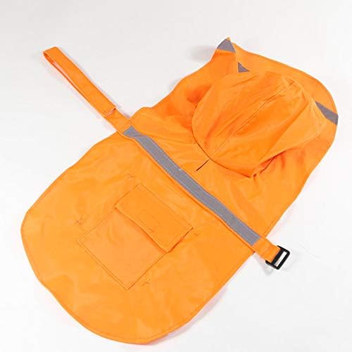 Adjustable Large Dog Raincoat with Strip Reflective - Waterproof Pet Rain Jacket Hoodie Poncho,for Large and Medium Dogs (Orange,XL)