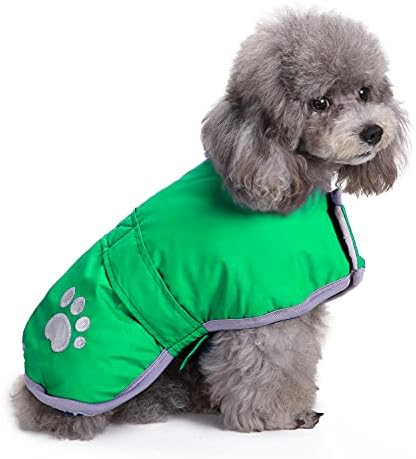Queenmore Dog Winter Coat, Cold Weather Fleece Jacket for Dogs, Waterproof Reflective Reversible, for Small, Medium and Large Dogs (Green, S)