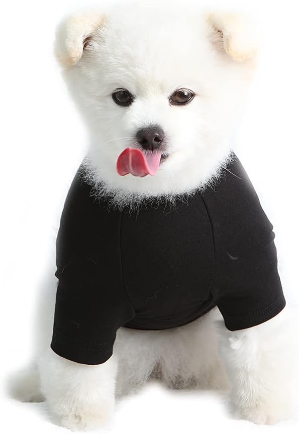 Dog Shirt for Small Dogs Plain T-Shirts Soft Breathable Dog Cotton Shirt pet Clothes (Small, Black)
