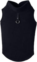 Gooby Fleece Vest Dog Sweater - Black, X-Large - Warm Pullover Fleece Dog Jacket with O-Ring Leash for Small to Medium Dogs
