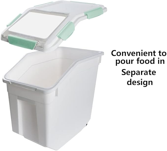 Large Flour Storage Container 25lb, 2 Pack BPA FREE Plastic Airtight Rice Storage Bin Pantry and Kitchen Food Organization, Barrel Measuring Cup and Airtight Lid for Sugar [Green ]