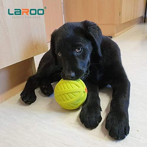 LaRoo Squeaky Dog Ball Toy,Durable Natural Rubber Squeaker Ball Throwing Training,Teeth Cleaning Chew Toy for Pet Medium and Large Dogs (3.5In Green)