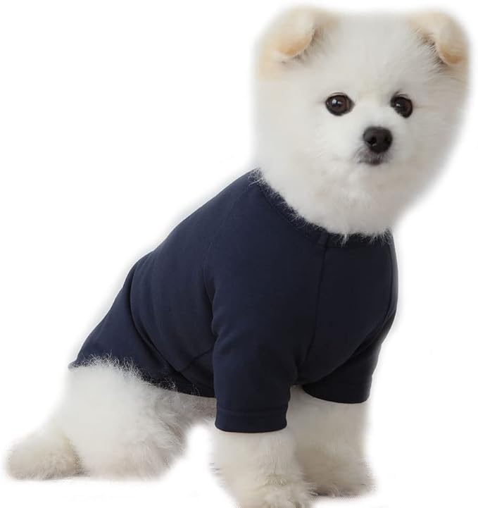 Dog Shirt for Small Dogs Plain T-Shirts Soft Breathable Dog Cotton Shirt pet Clothes (Large, Navy)