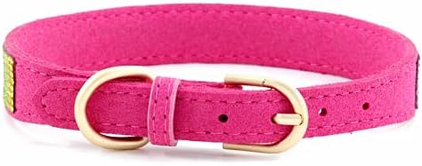 Serijoars Small Dog Collar with Rhinestone Crystal Diamond Colorful Bling Girl Puppy Cat Collars (M, Hot Pink2)