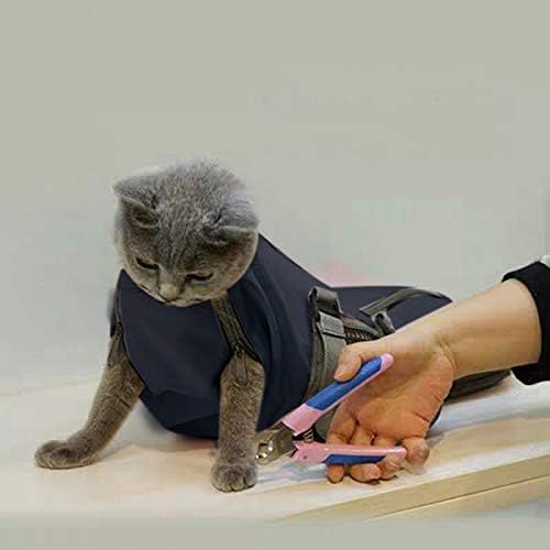 Cinf Cat Nail Clipping Cleaning Grooming Restraint Bag （Free Muzzle） No Scratching Biting for Bathing Nail Trimming Injecting Examining(Black,M)