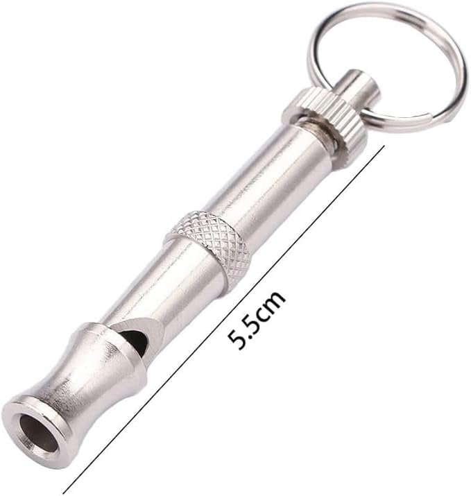 Silver Adjustable Ultrasonic Dog Whistle, Portable Whistle Pet Whistle Supersonic Whistle Dog Whistles for Pet Training, Dog Whistles, Training and Behavior Aids