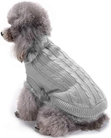 Dog Sweater, Medium, Grey, Acrylic, Turtle Neck, Pull On - for Small to Large Dogs, 13-16lb, Warm & Comfortable