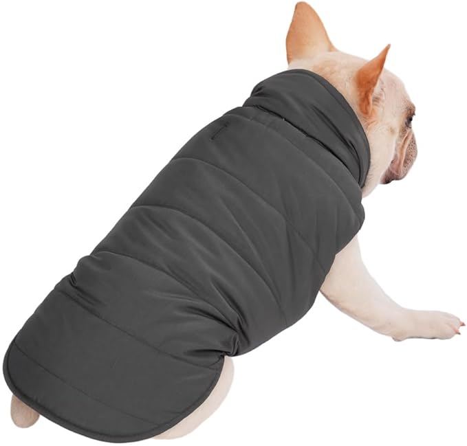 PetWarm Reversible Dog Cold Weather Coats, Waterproof Dog Puffer Vest, Vest for Dogs with Hook-and-Loop Strap, Windproof Outdoor Coat for Winter Walks and Snowy Days, Grey, XS