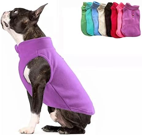 JACKO & CO - Fleece Vest Dog Sweater with Leash Ring - Soft, Warm & Lightweight Pullover Coat for Small & Medium Dogs, Puppies & Cats - Cozy Fall/Winter/Spring Pet Jacket (Purple, Medium 6-10lbs)