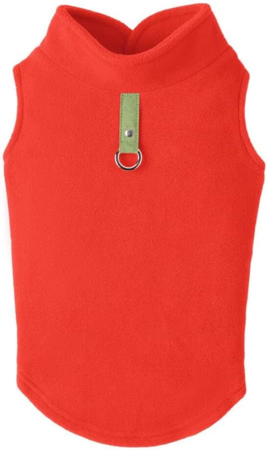 Gooby - Fleece Vest, Small Dog Pullover Fleece Jacket with Leash Ring, Pumpkin, X-Large