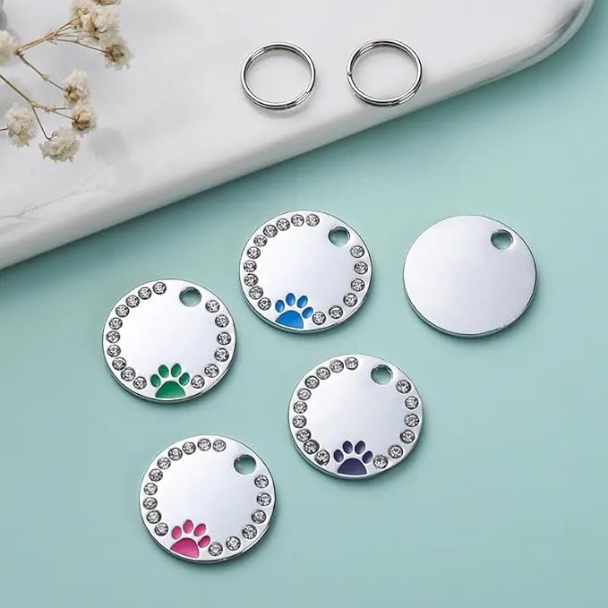Personalized Dog/Cat Cute Paw Pet ID Tag with Unique Laser Engraving Name and Phone Number for Pet Collar or Key Chain (Black)