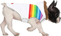 HDE Dog Puffer Jacket Fleece Lined Warm Dog Parka Winter Coat with Harness Hole White Rainbow Stripe - S