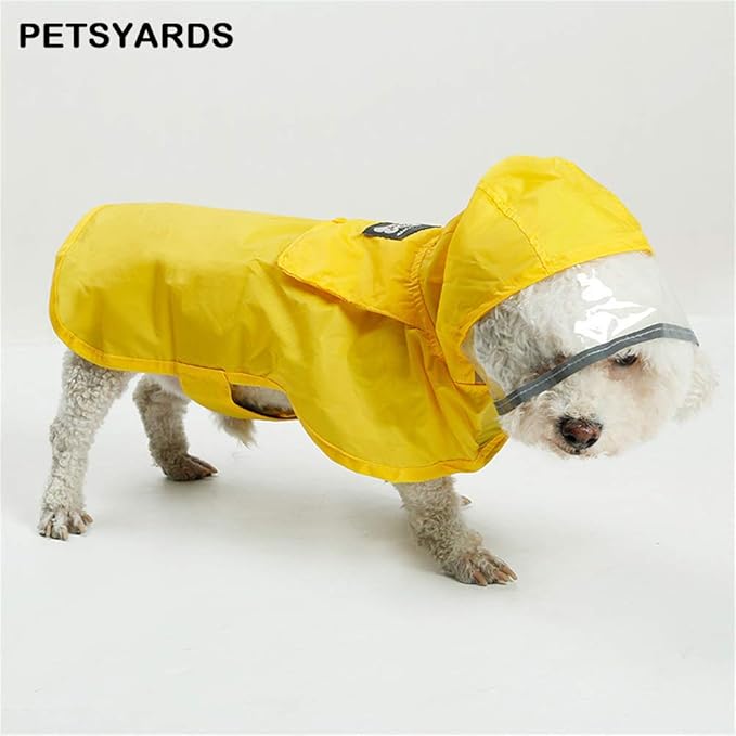Pet Raincoat Packable Hooded Dog Rain Jacket Reflective Strips Lightweight Adjustable Poncho for Small Medium Large Dogs Yellow XXL
