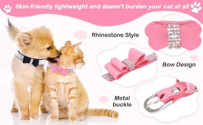 Serijoars Small Dog Collar with Rhinestone Crystal Diamond Colorful Bling Girl Puppy Cat Collars (S, Red1)