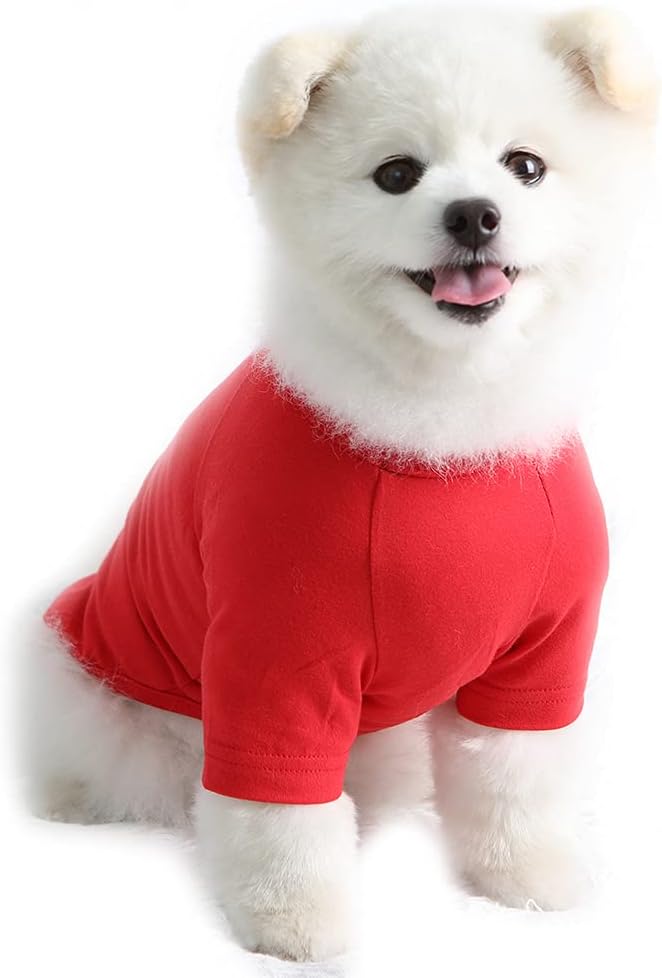 Dog Shirt for Small Dogs Plain T-Shirts Soft Breathable Dog Cotton Shirt pet Clothes (Large, Red)