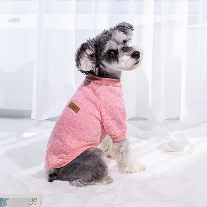 Idepet Pet Dog Classic Sweater, Soft Fleece Coat for Small,Medium Dog,Warm Pet Dog Cat Clothes,Soft Puppy Customes 2 Color (L, Pink)
