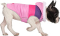 HDE Dog Puffer Jacket Fleece Lined Warm Dog Parka Winter Coat with Harness Hole Pink Stripe - M