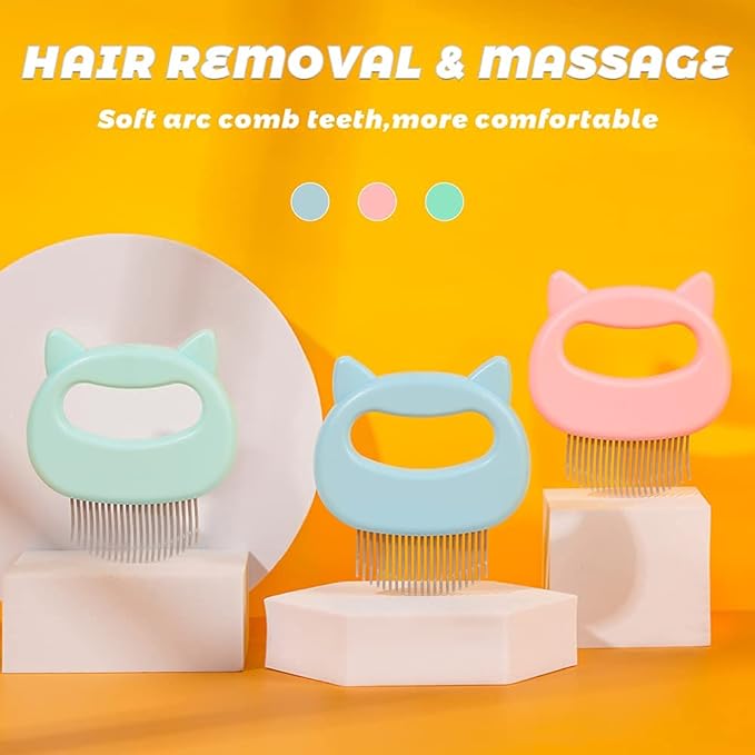 Cat Comb Pet Short Long Hair Removal Massaging Shell Comb Soft Deshedding Brush Grooming And Shedding Matted Fur Remover Massage Dematting Tool For Dog Puppy Rabbit (Blue)