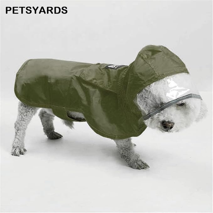 Pet Raincoat Packable Hooded Dog Rain Jacket Reflective Strips Lightweight Adjustable Poncho for Small Medium Large Dogs Army Green XXXL