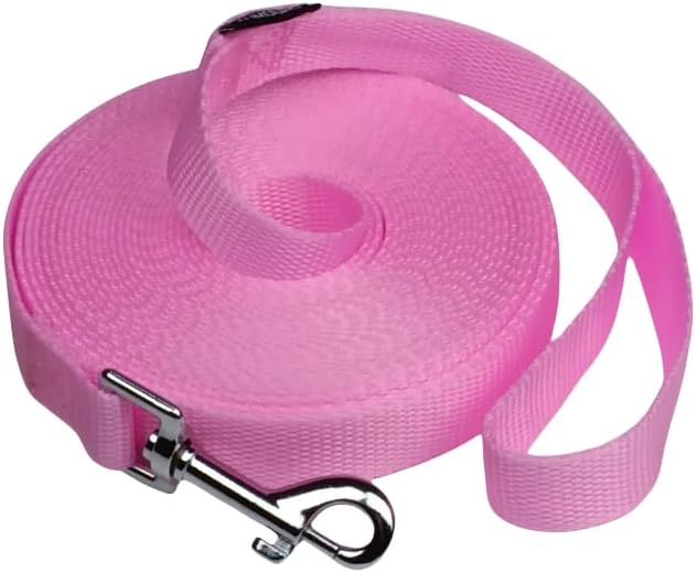 Dog/Puppy Obedience Recall Training Agility Lead - 15ft 20ft 30ft 40ft 50ft Training Leash - Great for Play, Camping, or Backyard (Pink, 15 Feet)