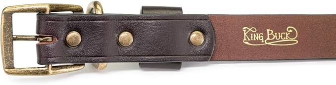 King Buck Premium Leather D Ring Dog Collar, Leather, L/XL
