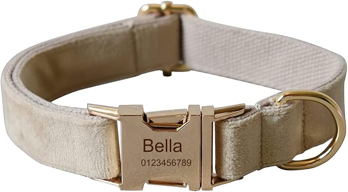 Dog Collar Custom Personalized Engraved Name and Phone Number for Puppy Small Medium Large Pets (S, Nude)