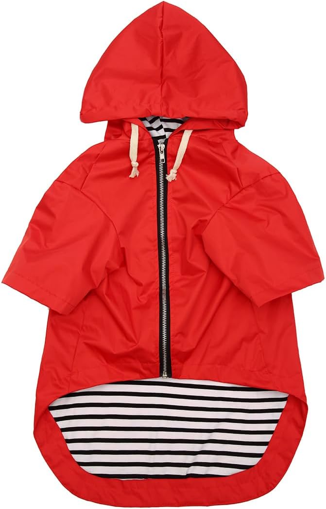 Dog Raincoat rain Jacket Raincoat Dogs Waterproof Small Medium Breeds Zip Closure Storage Pocket Harness Hole Red S
