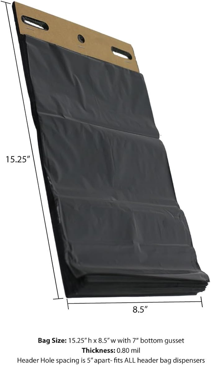 Zero Waste USA - The MITTN Bag® - MittN Dog Waste Header Bags with 7" gusset bottom creates a 'mitt' for easy pick-up - Fits all header dispensers - Dark Green 20 headers = 2,000 Bags