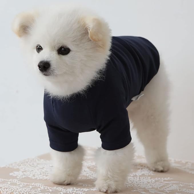 Dog Shirt for Small Dogs Plain T-Shirts Soft Breathable Dog Cotton Shirt pet Clothes (X-Small, Navy)