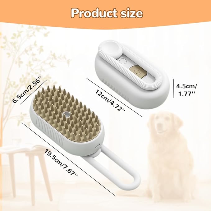 2025 New Cat Steam Brush, 3 in 1 Pet Steam Groomer Comb, Rechargeable Pet Steam Groomer Brush for Massaging and Cleaning Shedding Pets Hair, Anti-Static Hair Removal Comb for Cats Dogs (White)