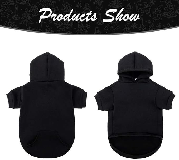KOOLTAIL Basic Dog Hoodie - Soft and Warm Dog Hoodie Sweater with Leash Hole and Pocket, Dog Winter Coat, Cold Weather Clothes Sweatshirt for Small Medium Large Dogs Puppy Cat Boys Girls Black XL