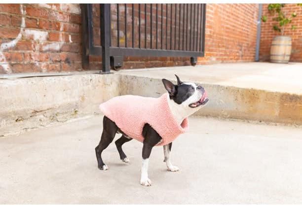 Gooby Sherpa Vest - Mauve Pink, Small - Warm Fuzzy Fleece Step in Dog Jacket Without Ring Leash - Winter Dog Sweater for Everyday Use