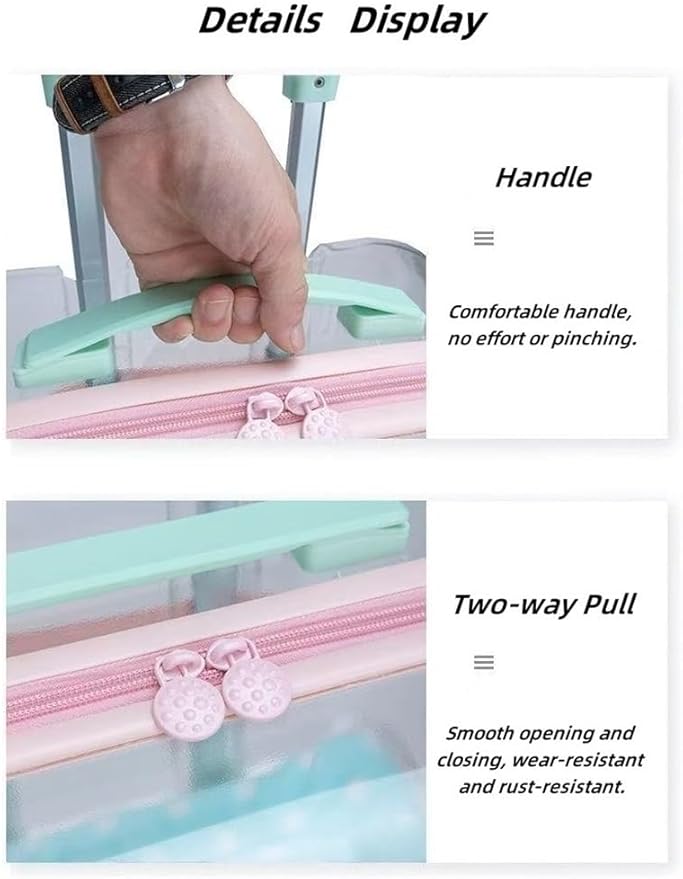 Rolling Pet Trolley Case, Portable Hard Shell Pet Carrier, Clear Plastic Cat Travel Box, Suitable for Cats and Dogs(Green,9.8 * 11.0 * 15.4in)
