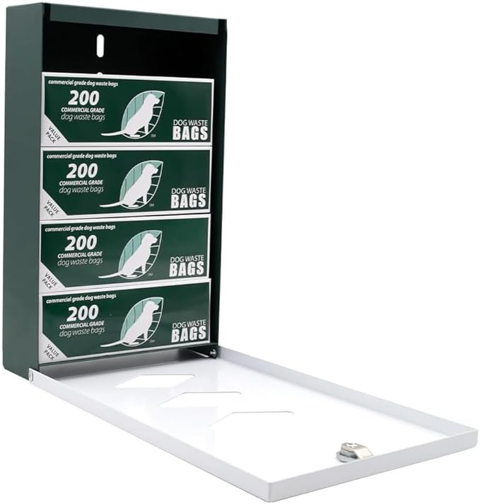 DISPENSE-ART™ collection "Peek A Pup" - Custom UV printed design on rust-proof aluminum starter dog waste station/roll bag system - Includes 400 dog waste bags & 10x12 Sign