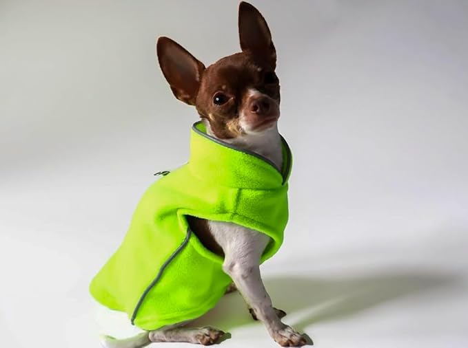 JACKO & CO - Fleece Vest Dog Sweater with Leash Ring - Soft, Warm & Lightweight Pullover Coat for Small & Medium Dogs, Puppies & Cats - Cozy Fall/Winter/Spring Pet Jacket (Lime Green, Large 10-16lbs)