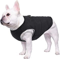 Geyecete Dog Bulldog Clothes Dog Cotton Padded Coat Thick Winter Warm Vest Waistcoat Cold Weather Jacket Clothing for French Bulldog Coat-Black-S