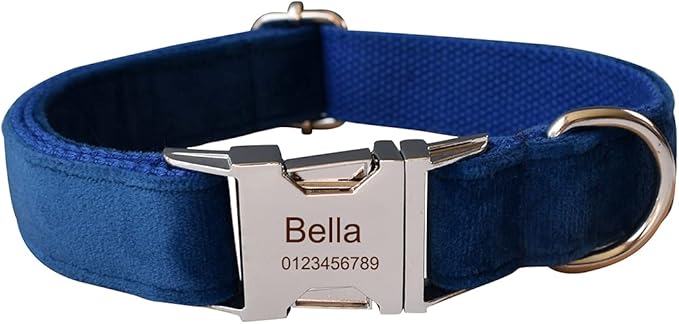 Dog Collar Custom Personalized Engraved Name and Phone Number for Puppy Small Medium Large Pets (S, Blue)