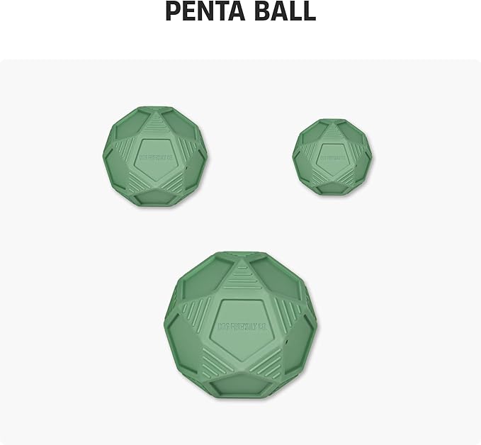 Dog Friendly Co. Penta Ball | Dog Treat Ball | Durable Treat Dispensing Toy | Heavy-Duty Silicone | Mentally & Physically Stimulating Play for All Breeds | Dark Green | Large