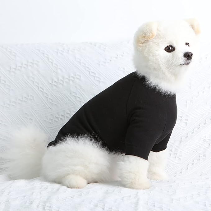 Dog Shirt for Small Dogs Plain T-Shirts Soft Breathable Dog Cotton Shirt pet Clothes (Large, Black)