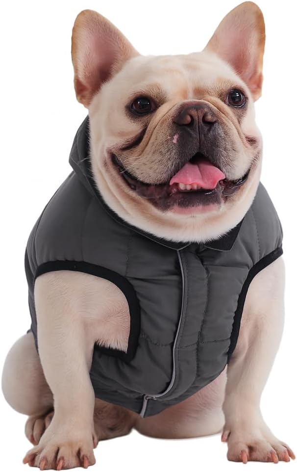 PetWarm Reversible Dog Cold Weather Coats, Waterproof Dog Puffer Vest, Vest for Dogs with Hook-and-Loop Strap, Windproof Outdoor Coat for Winter Walks and Snowy Days, Grey, XL