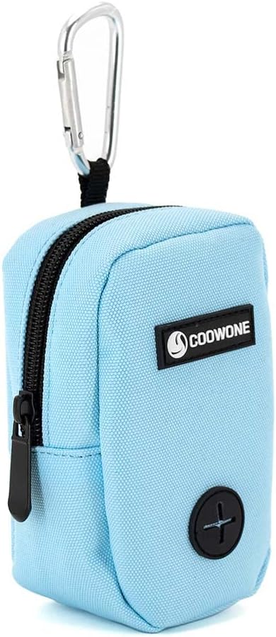 COOWONE Dog Treat Pouch for Training, Portable Dog Walking Bag Built in Poop Dispenser, Pocket Sized Pet Pouches, Doggie Puppy Snack Rewards Bag, Treat Carrier Holder with Clip (Blue)
