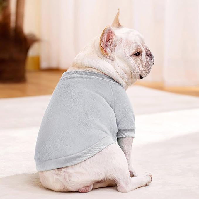 Idepet Dog Fleece Sweater, Small Dogs Shirt Pullover Sweatshirt Pet Dog Clothes Soft Puppy Sweater Warm Winter Shirt Classic Cat Apparel for Small Dogs and Cats (X-Large, Grey)