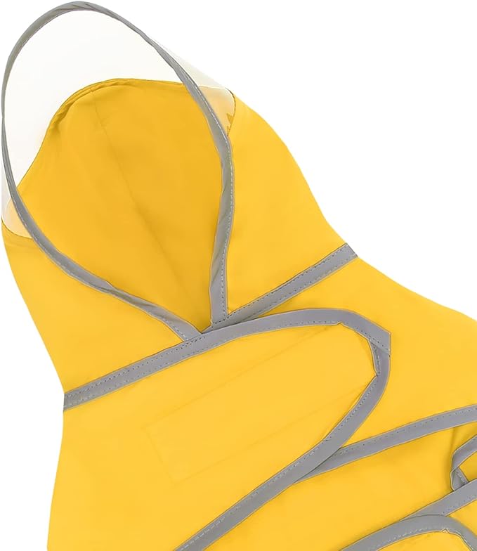 HDE Dog Raincoat with Clear Hood Rain Jacket Poncho for Small Medium Large Dogs Yellow - XL