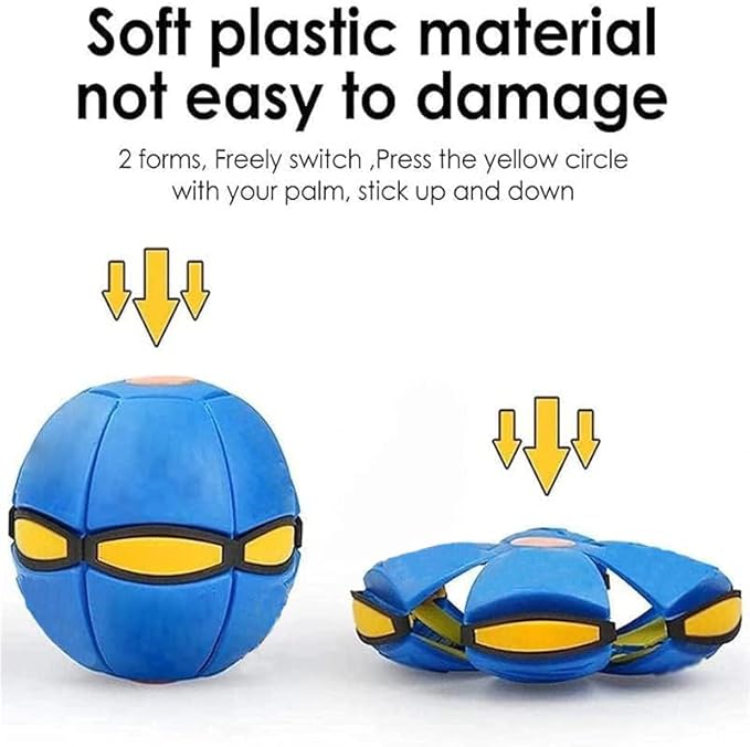 UFO Magic Balls, Portable Pet Toy Flying Saucer Ball, Creative Doggy Disc Ball Stomp, Decompression Flying Flat Throw Dog Balls Toy for Childrens Kids Sports, Outdoor Games(Blue)