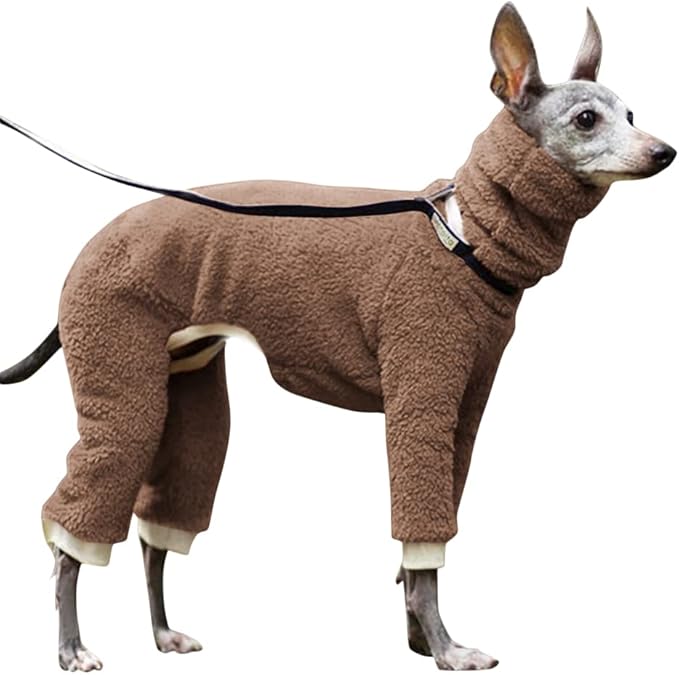 Esobo Fashion Winter Dog Warm Coat Jacket Four-Legged Neck Warm Pet Sweaters for Small Medium Large Dogs (Brown, X-Small)