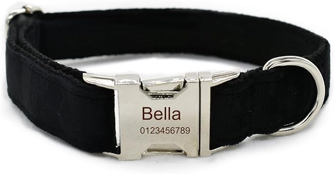 Dog Collar Custom Personalized Engraved Name and Phone Number for Puppy Small Medium Large Pets (L, Black)