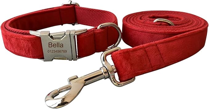 Dog Collar Custom Personalized Engraved Name and Phone Number for Puppy Small Medium Large Pets (M, Red)